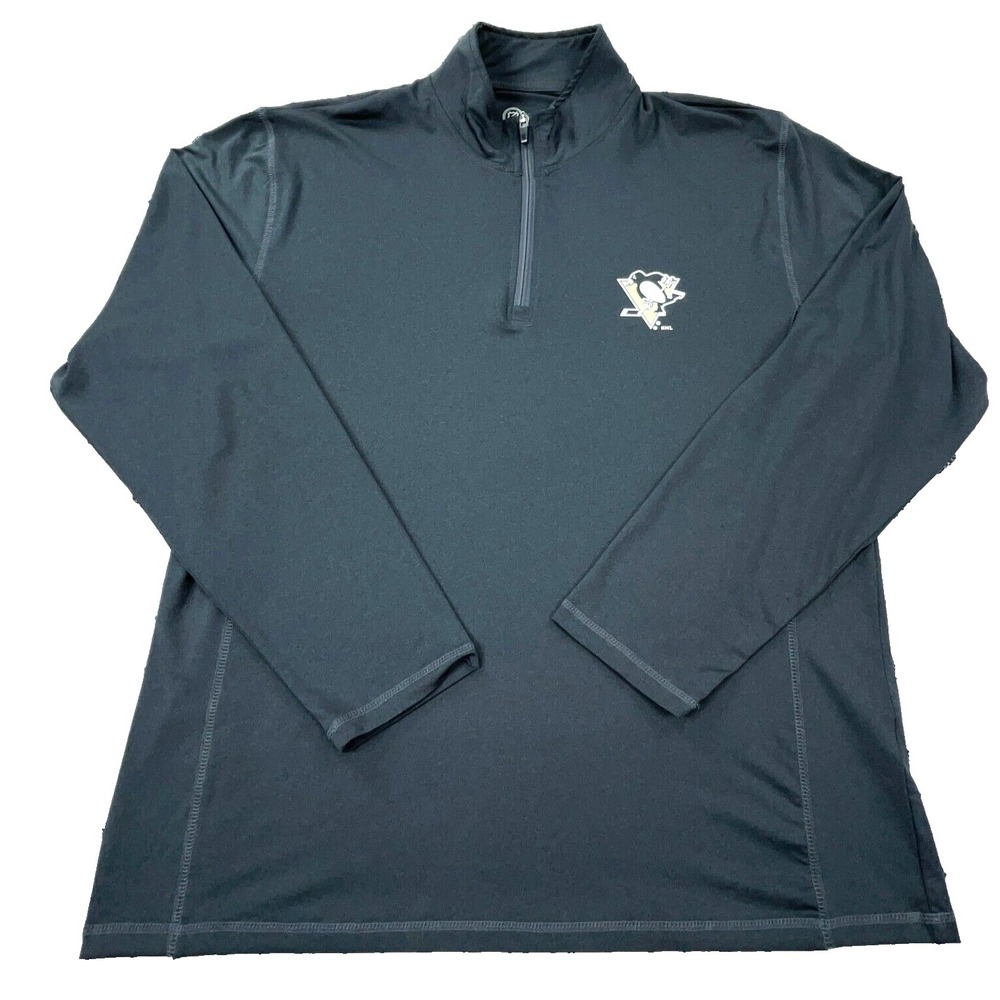Pittsburgh Penguins Shirt Men XL Gray Pullover Quarter Zip Performance Tee T NHL